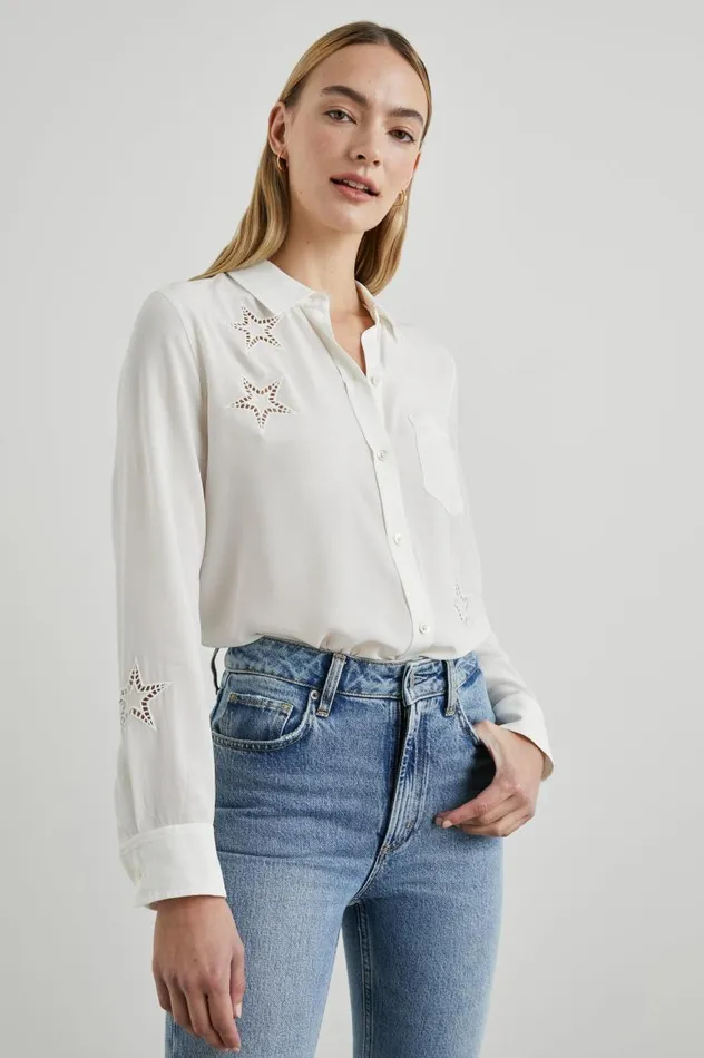Rails Tops Women KATE SHIRT Ivory Eyelet Stars