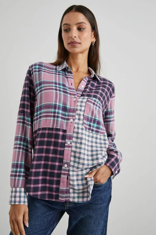 Rails Tops Women LAKIN SHIRT Rose Agave Mixed Plaid