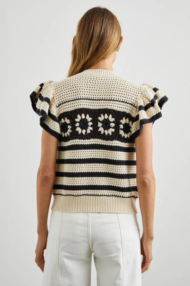 Rails Tops Women PENELOPE TOP Oat Navy Crochet Stripe
