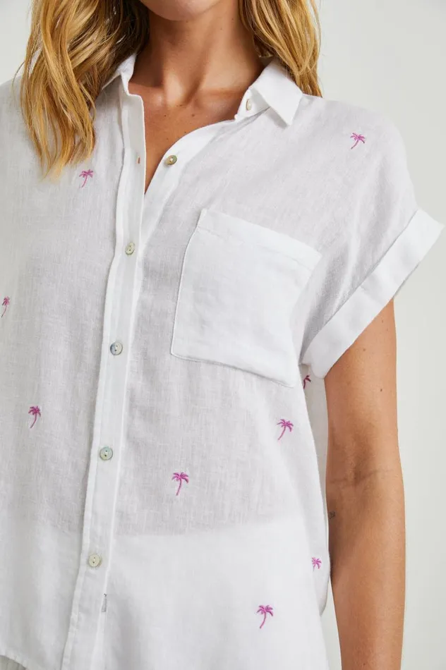 Rails Tops Women WHITNEY SHIRT Fuchsia Embroidered Palms