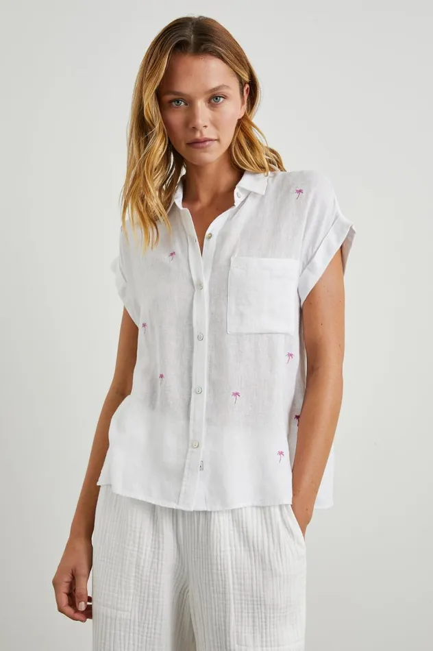 Rails Tops Women WHITNEY SHIRT Fuchsia Embroidered Palms