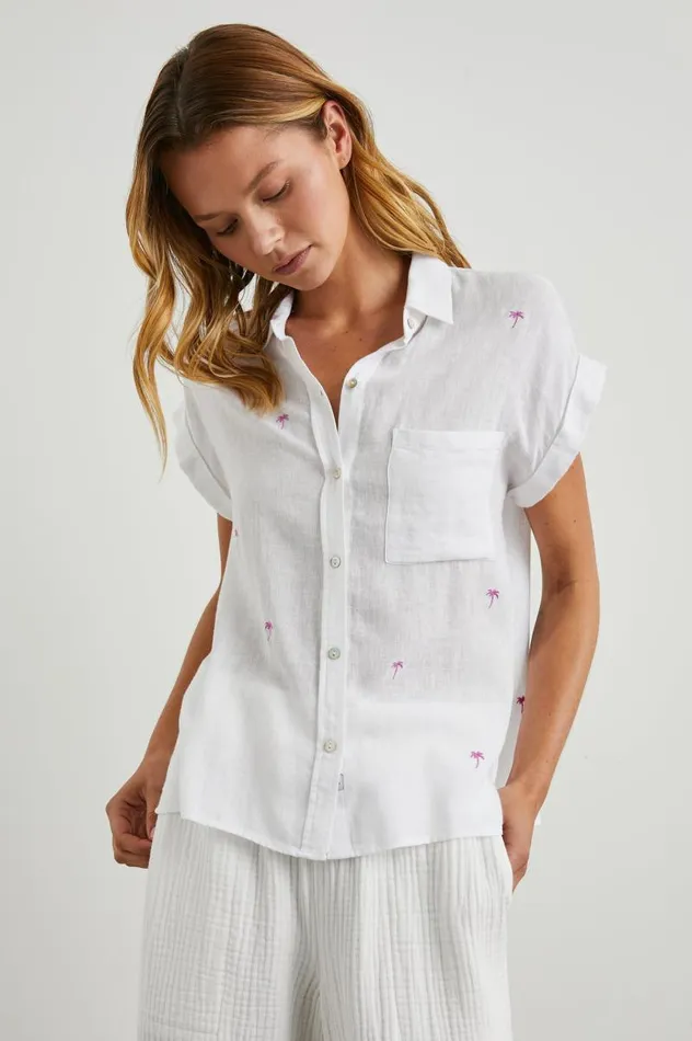 Rails Tops Women WHITNEY SHIRT Fuchsia Embroidered Palms
