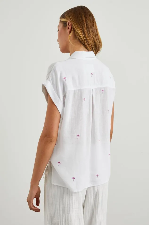 Rails Tops Women WHITNEY SHIRT Fuchsia Embroidered Palms
