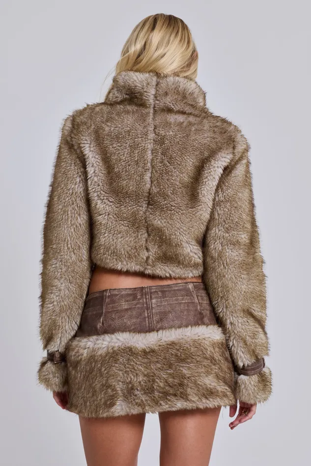 Raven Faux Fur and Leather Crop Jacket Women Outerwear Jaded London