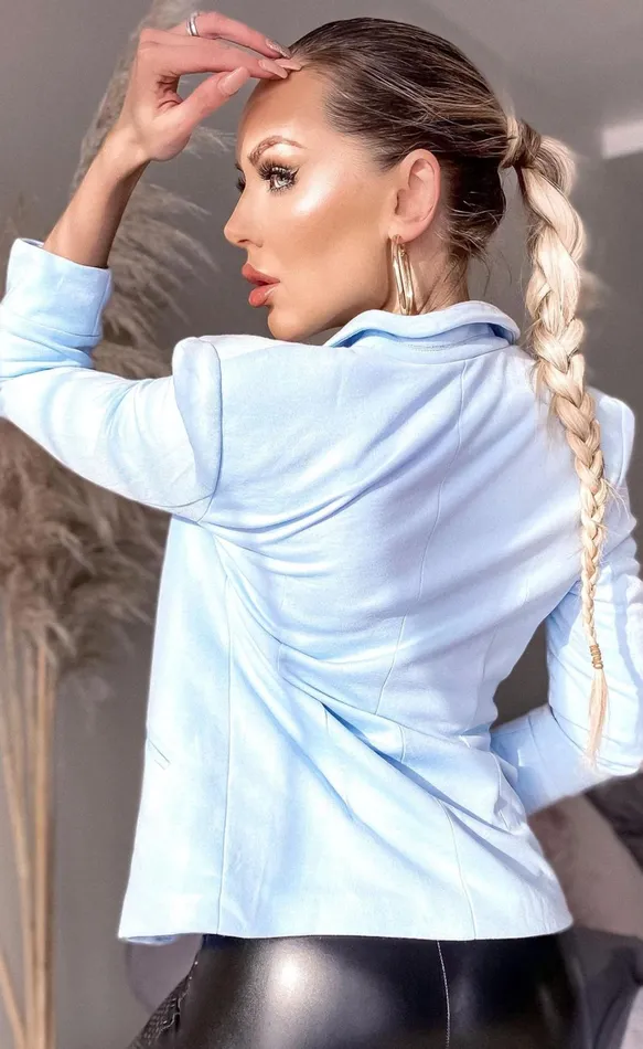 Raya Sky Blue Collared Smart Fit Jacket Women Missfiga CoatsJackets