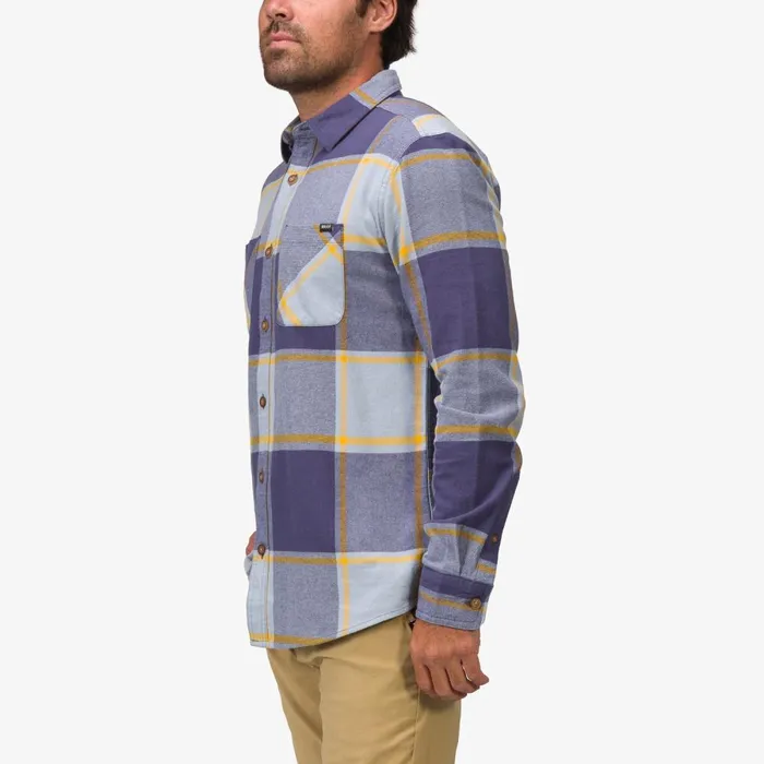 Reef Outerwear Men Morris Long Sleeve Woven Shirt Blue Fog