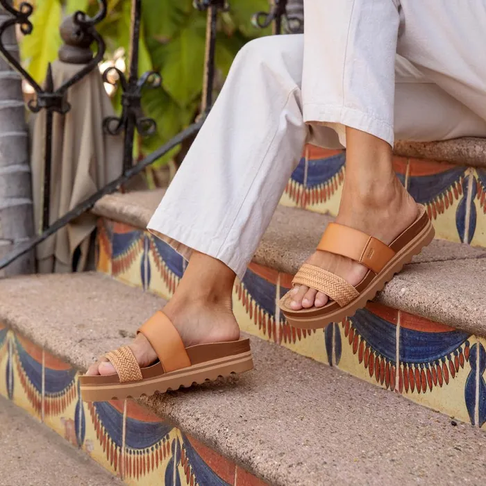 Reef Slides Women Cushion Vista Hi Natural Braid