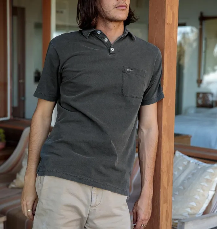 Reef TShirts and Shirts Men Walker Short Sleeve Polo Pirate Black Reef TShirts and Shirts Men Walker Short Sleeve Polo Pirate Black