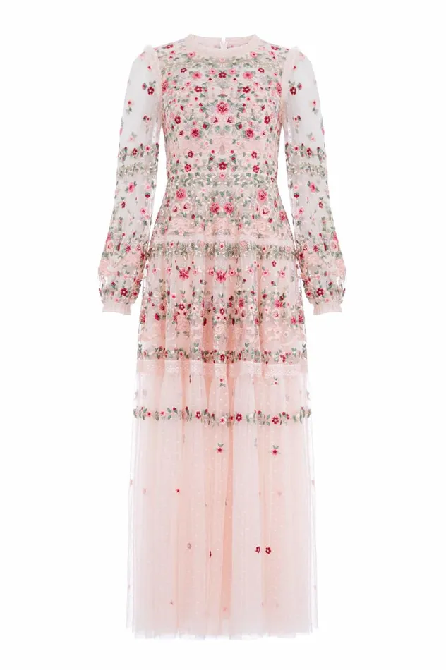 Ribbon Bouquet Gown Pink Women Needle and Thread Dresses