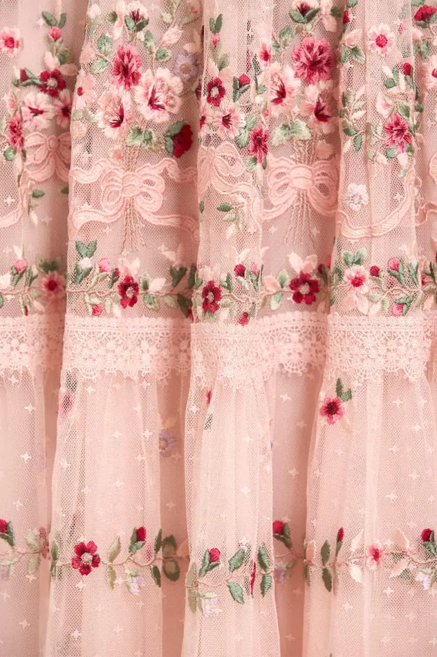 Ribbon Bouquet Gown Pink Women Needle and Thread Dresses