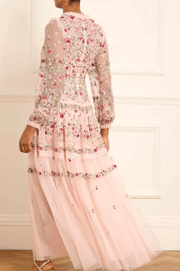 Ribbon Bouquet Gown Pink Women Needle and Thread Dresses