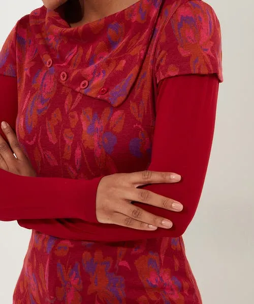 Rich Florals Jacquard Tunic Raspberry Tops Tunics and Blouses Joebrowns Apparel