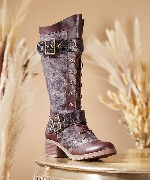 Robyn Tooled Strap Boots Tan Multi Shoes Sandals and Boots Joebrowns Apparel