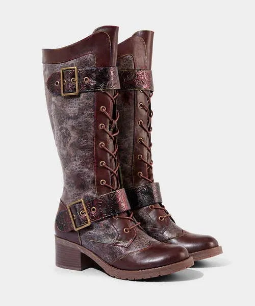 Robyn Tooled Strap Boots Tan Multi Shoes Sandals and Boots Joebrowns Apparel