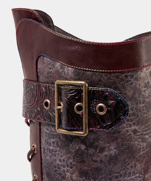 Robyn Tooled Strap Boots Tan Multi Shoes Sandals and Boots Joebrowns Apparel