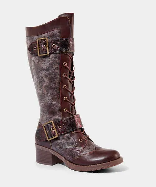 Robyn Tooled Strap Boots Tan Multi Shoes Sandals and Boots Joebrowns Apparel