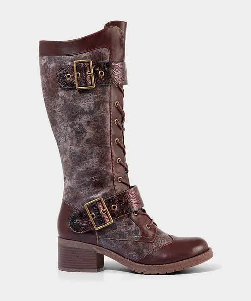 Robyn Tooled Strap Boots Tan Multi Shoes Sandals and Boots Joebrowns Apparel