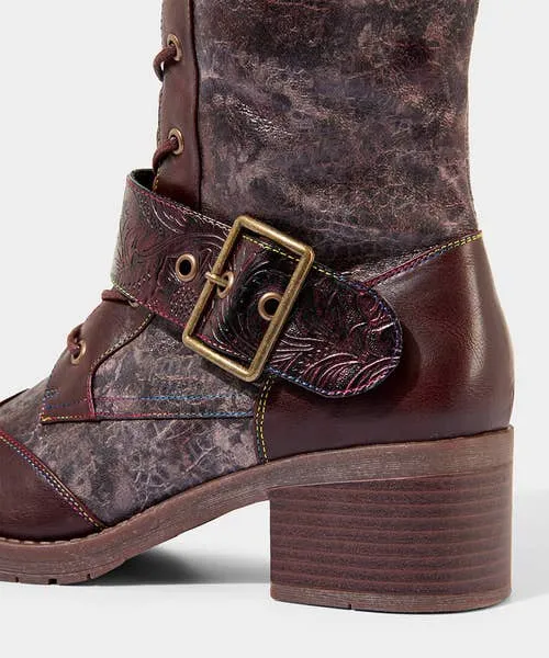 Robyn Tooled Strap Boots Tan Multi Shoes Sandals and Boots Joebrowns Apparel