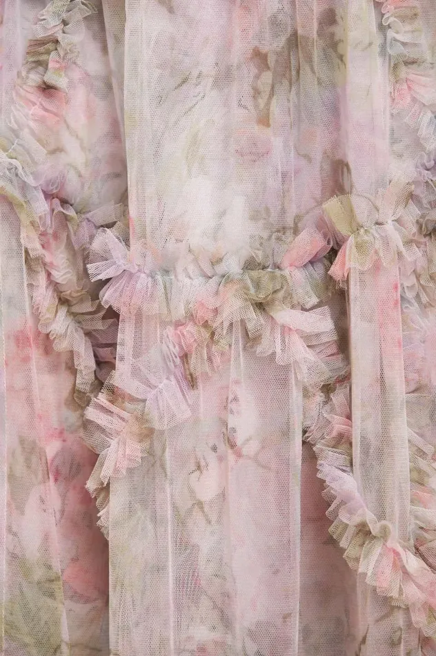 Rose Powder Ruffle Gown Multi Women Needle and Thread Dresses