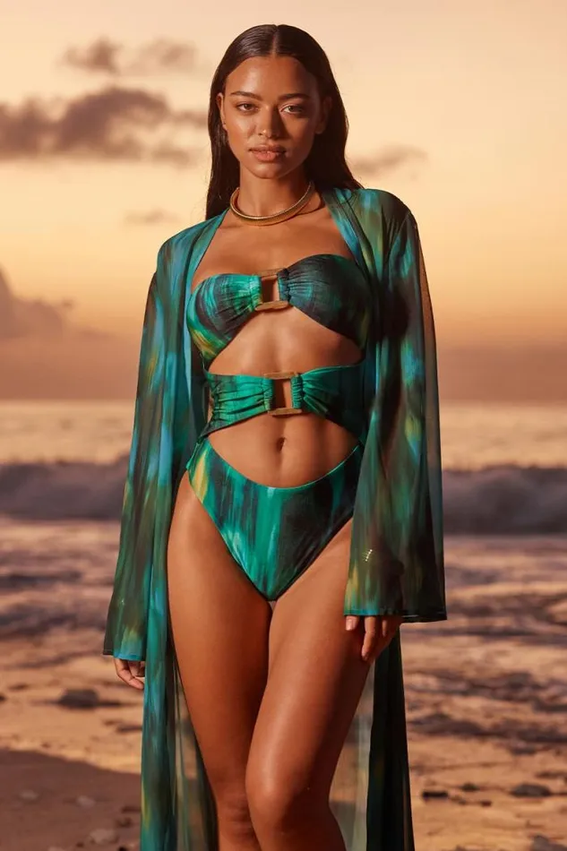 Runaway The Label All Outerwear Shop CAMILLE ROBE 8211 CABANA GREEN