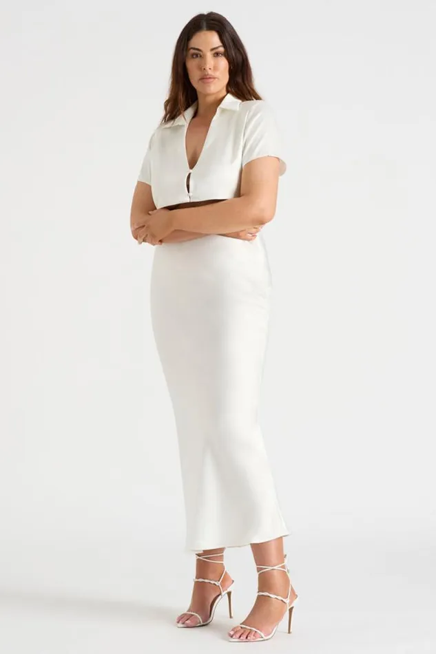 Runaway The Label Crops Shop THE SATIN SHIRT 8211 WHITE