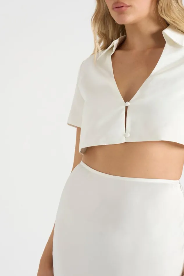Runaway The Label Crops Shop THE SATIN SHIRT 8211 WHITE