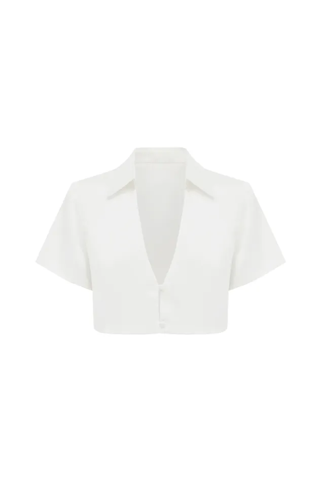 Runaway The Label Crops Shop THE SATIN SHIRT 8211 WHITE