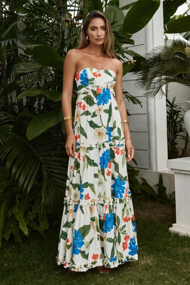 Runaway The Label Maxi Shop DARIA MAXI DRESS 8211 WHITE FLORAL