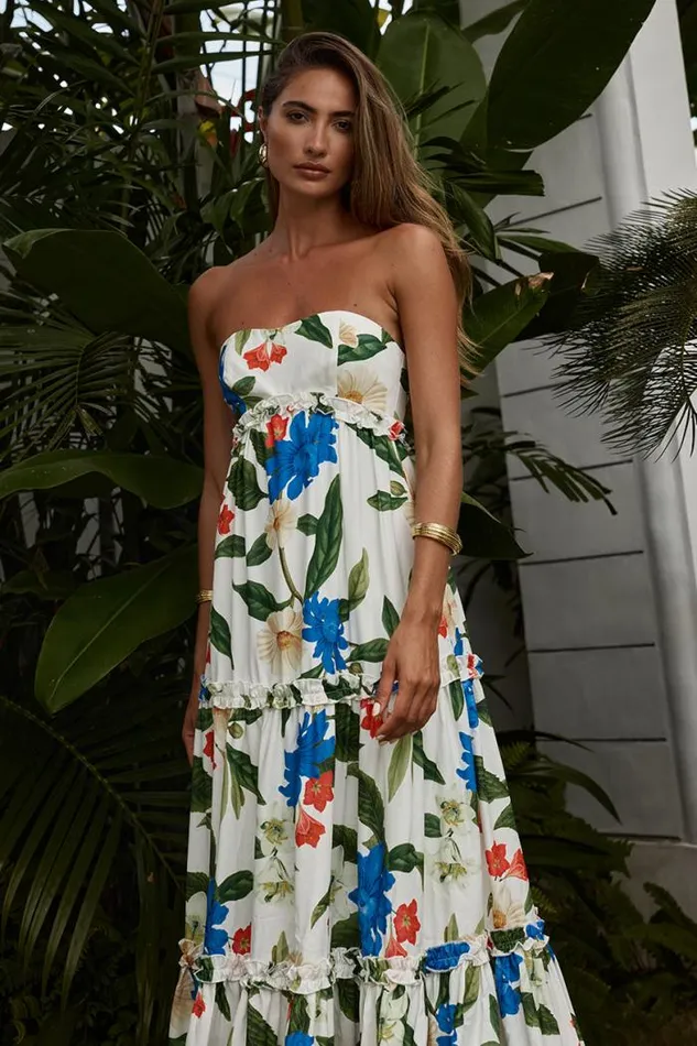 Runaway The Label Maxi Shop DARIA MAXI DRESS 8211 WHITE FLORAL