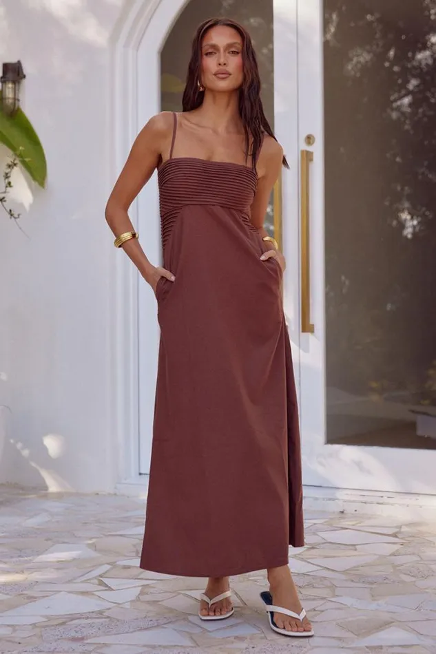 Runaway The Label Maxi Shop ELDORA LONG MIDI DRESS 8211 CHOCOLATE