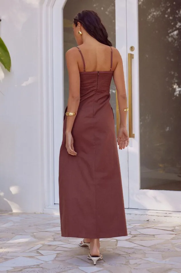 Runaway The Label Maxi Shop ELDORA LONG MIDI DRESS 8211 CHOCOLATE Runaway The Label Maxi Shop ELDORA LONG MIDI DRESS 8211 CHOCOLATE