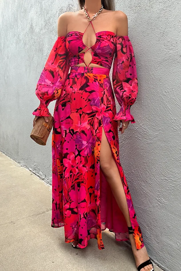 Runaway The Label Maxi Shop KARMA MAXI DRESS 8211 ORANGE FLORAL