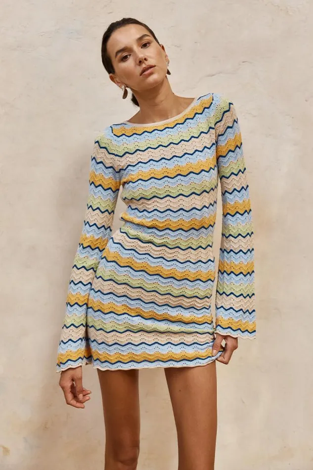 Runaway The Label Mini Shop ISABO MINI DRESS 8211 BLUE MULTI