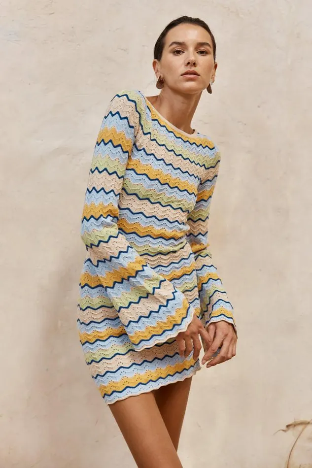 Runaway The Label Mini Shop ISABO MINI DRESS 8211 BLUE MULTI