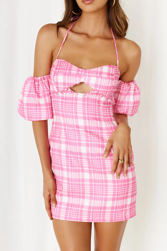 Runaway The Label Mini Shop Valence Mini Dress 8211 Pink Check Runaway The Label Mini Shop Valence Mini Dress 8211 Pink Check