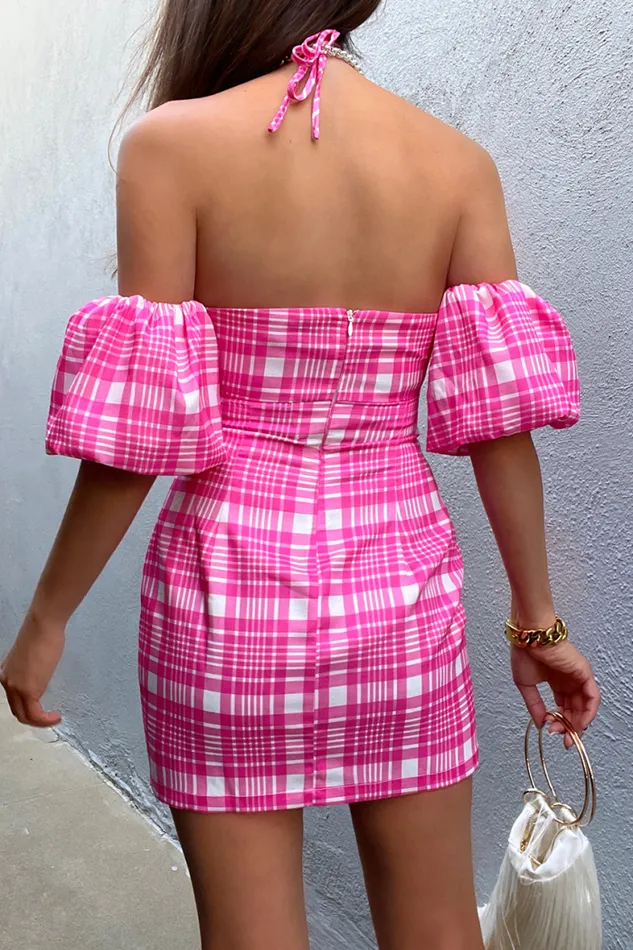 Runaway The Label Mini Shop Valence Mini Dress 8211 Pink Check Runaway The Label Mini Shop Valence Mini Dress 8211 Pink Check