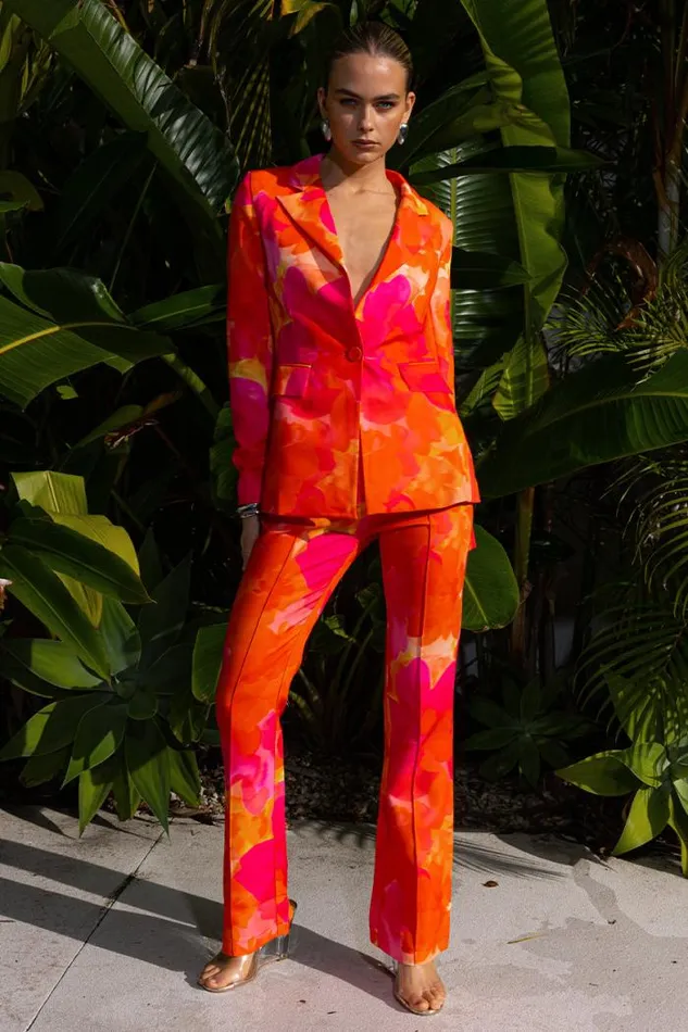 Runaway The Label Pants Shop ORALIE PANT 8211 ORANGE FLORAL