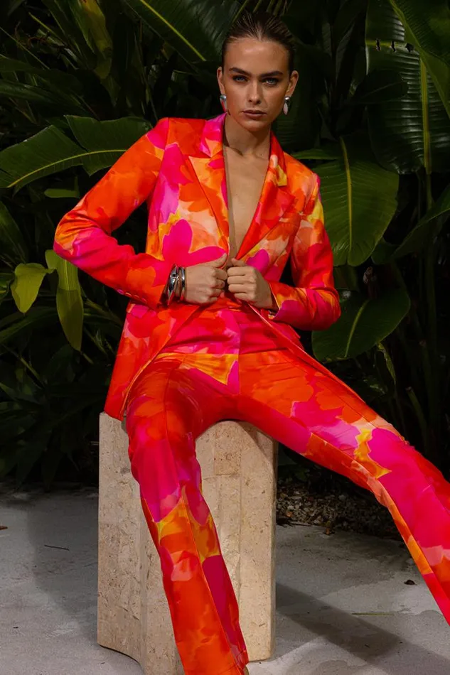 Runaway The Label Pants Shop ORALIE PANT 8211 ORANGE FLORAL