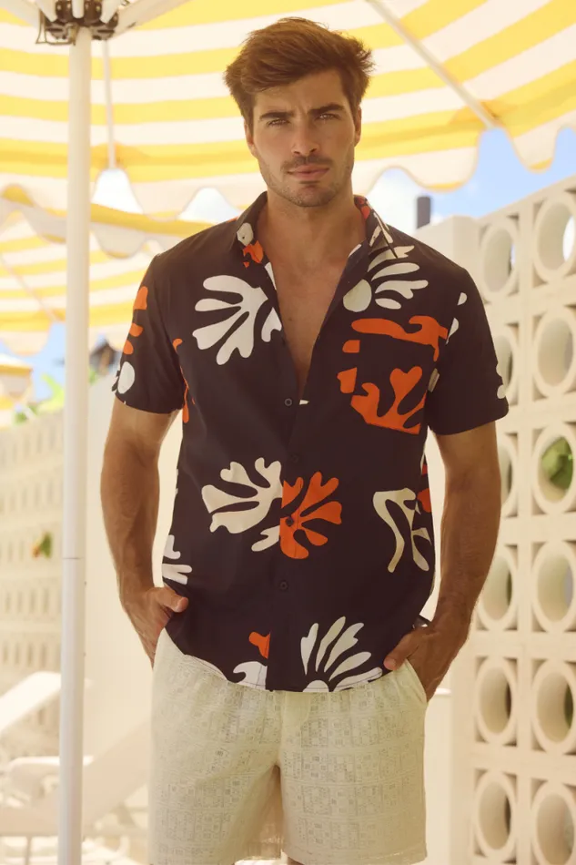 Runaway The Label Sets Menswear PARADISO SHIRT 8211 BLACK FLORAL