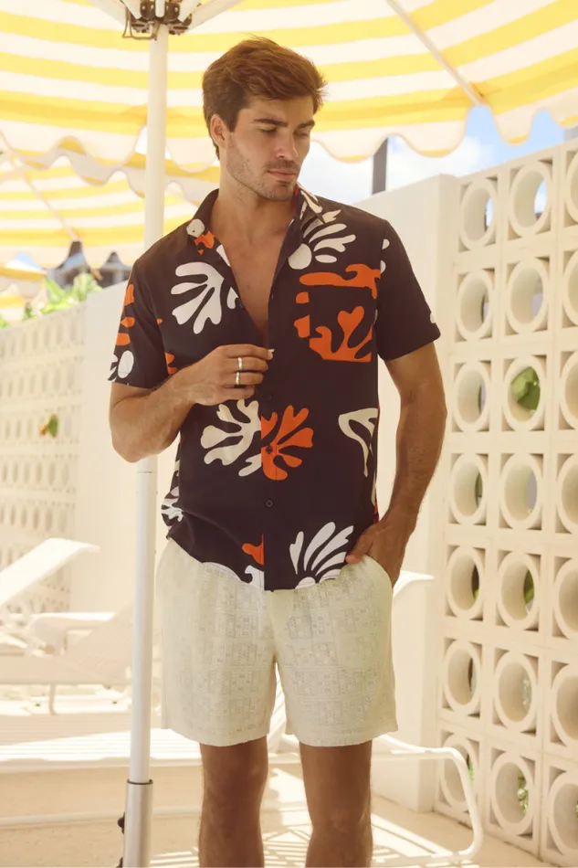 Runaway The Label Sets Menswear PARADISO SHIRT 8211 BLACK FLORAL