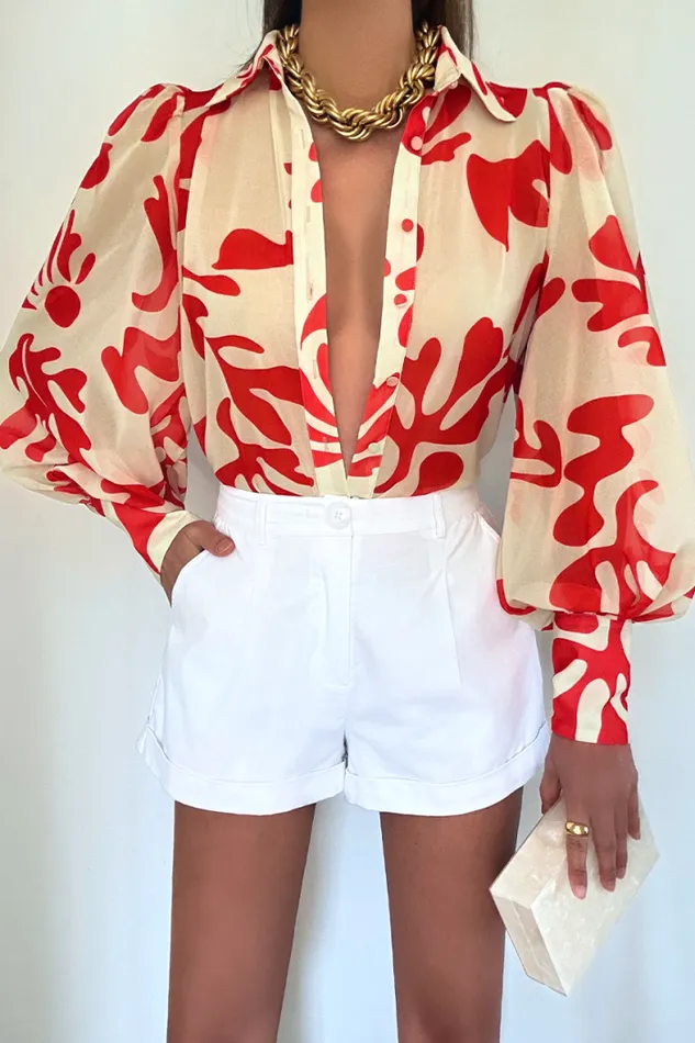 Runaway The Label Shirts and Blouses Shop FLEETWOOD BLOUSE 8211 ORANGE BOTANICA