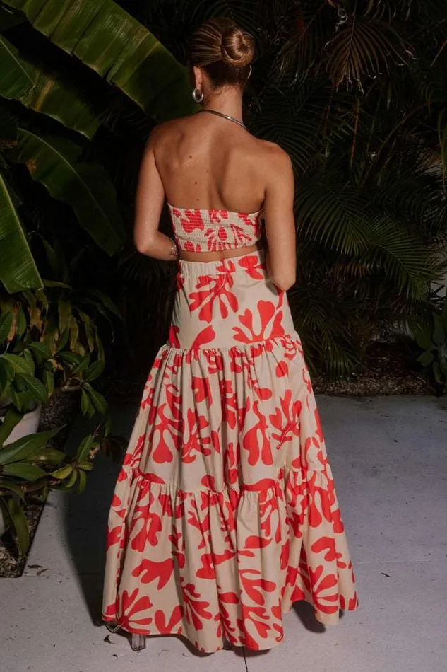 Runaway The Label Skirts Shop AKELI TIERED SKIRT 8211 SAND BOTANICA