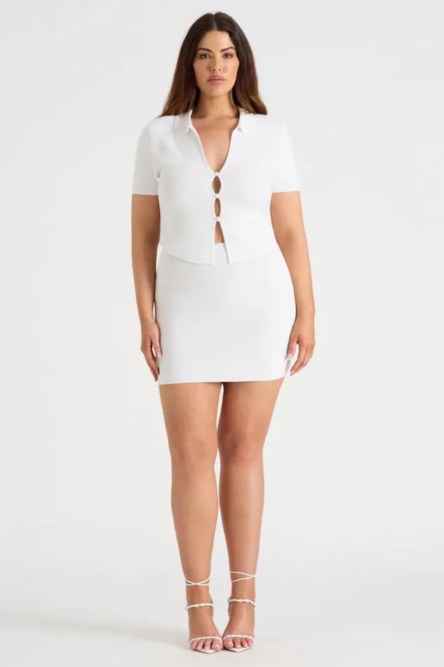 Runaway The Label Skirts Shop THE KNIT MINI SKIRT 8211 WHITE