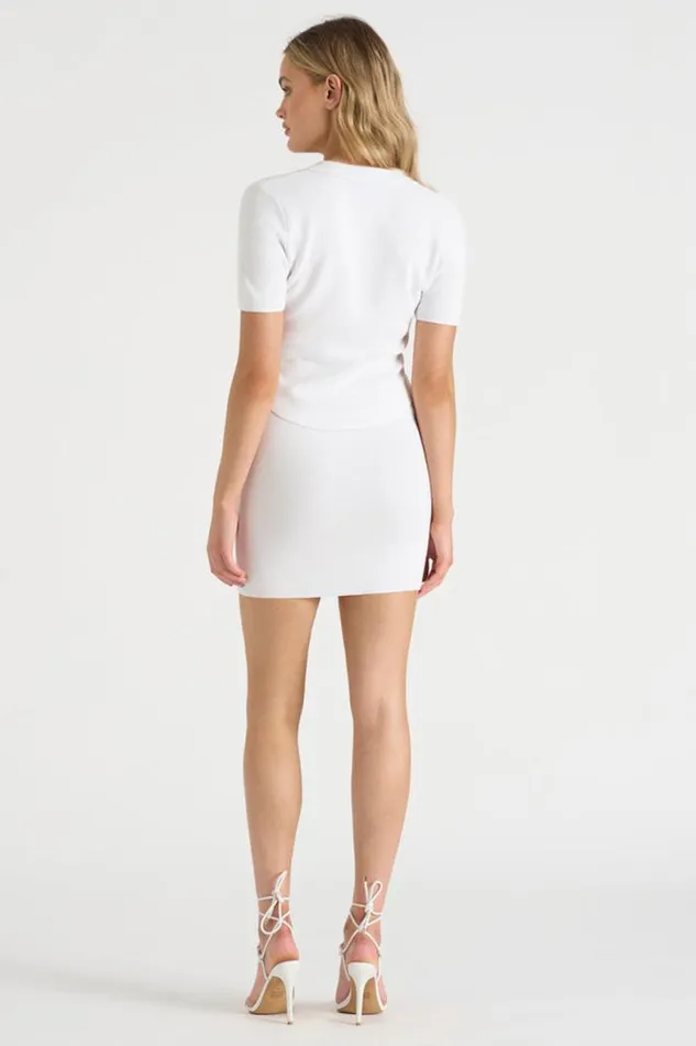 Runaway The Label Skirts Shop THE KNIT MINI SKIRT 8211 WHITE