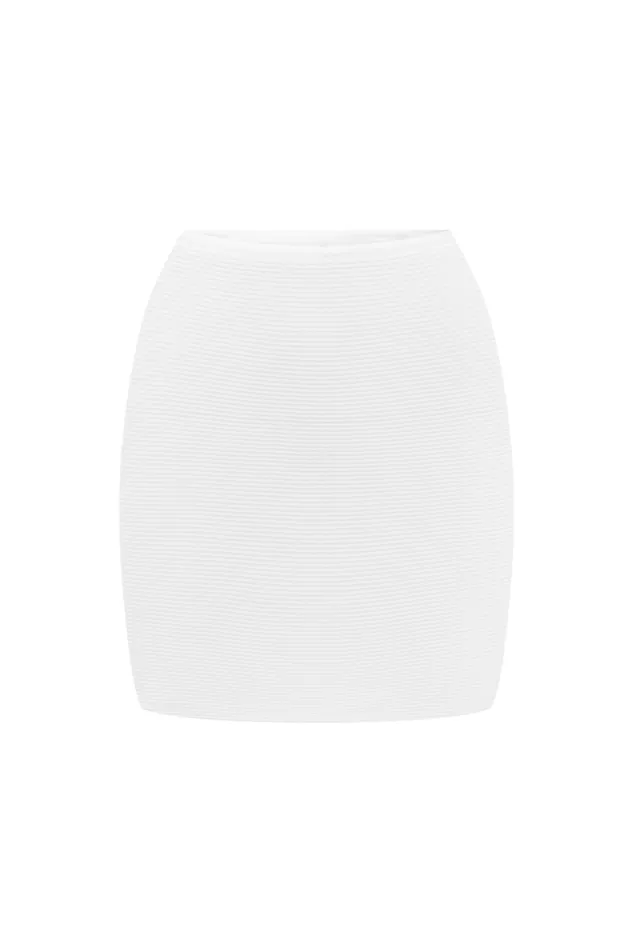 Runaway The Label Skirts Shop THE KNIT MINI SKIRT 8211 WHITE