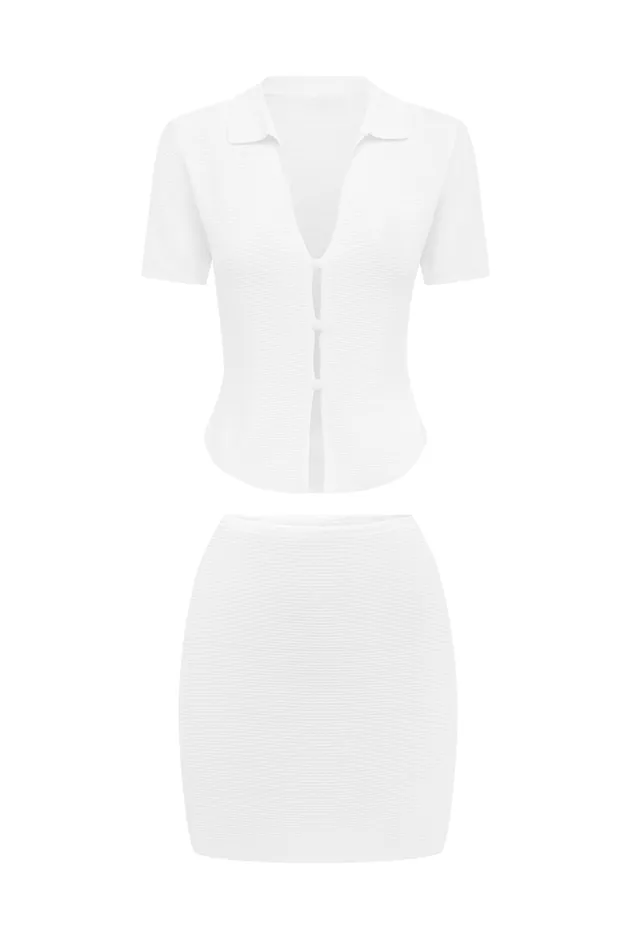 Runaway The Label Skirts Shop THE KNIT MINI SKIRT 8211 WHITE