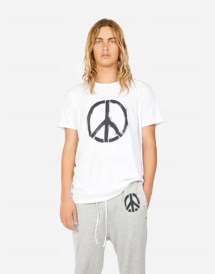 Sadler Airbrush Peace White Men039s Lauren Moshi Tees