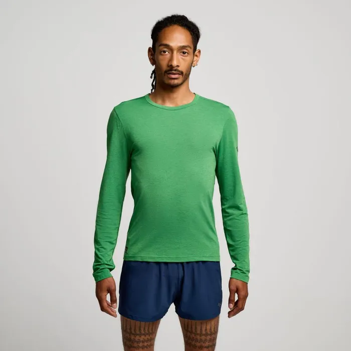 Saucony Tops Men Stopwatch Long Sleeve Juniper Heather