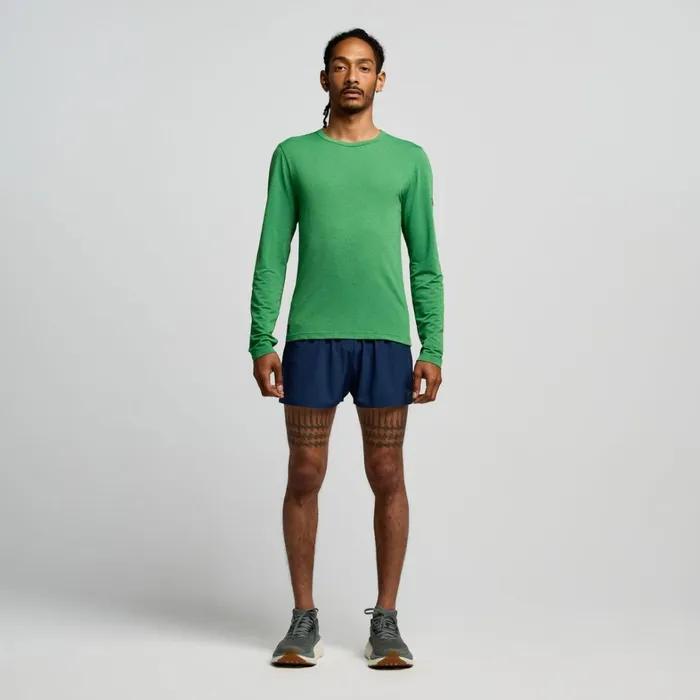 Saucony Tops Men Stopwatch Long Sleeve Juniper Heather