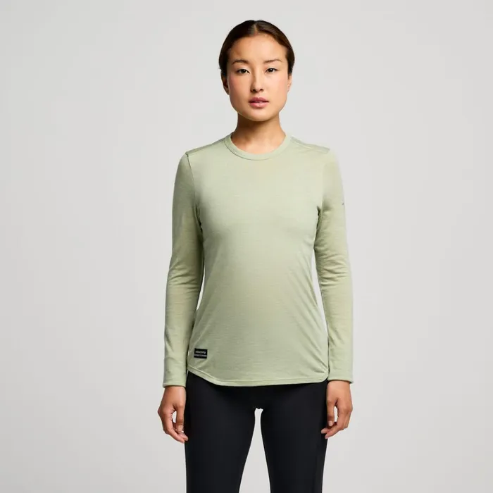 Saucony Tops Women Peregrine Merino Long Sleeve Sage Heather